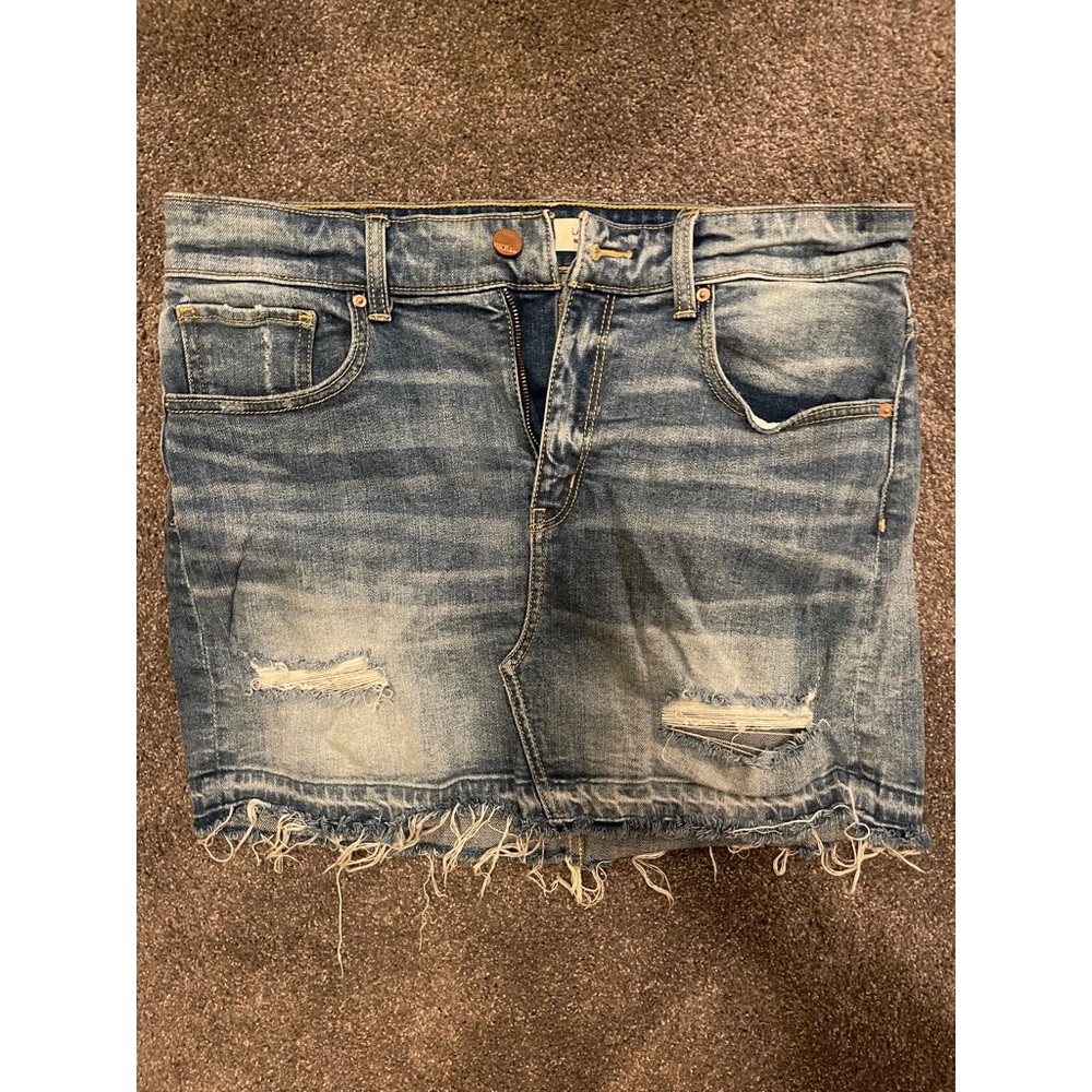 BKE distressed denim mini skirt